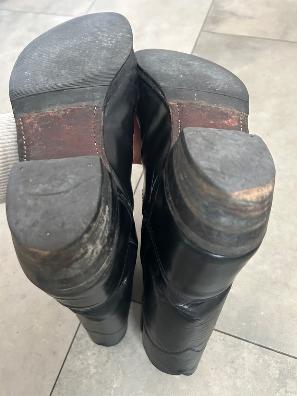 JUSTIN Roper black boots western leather cowboy 9.5 D - Picture 9 of 10